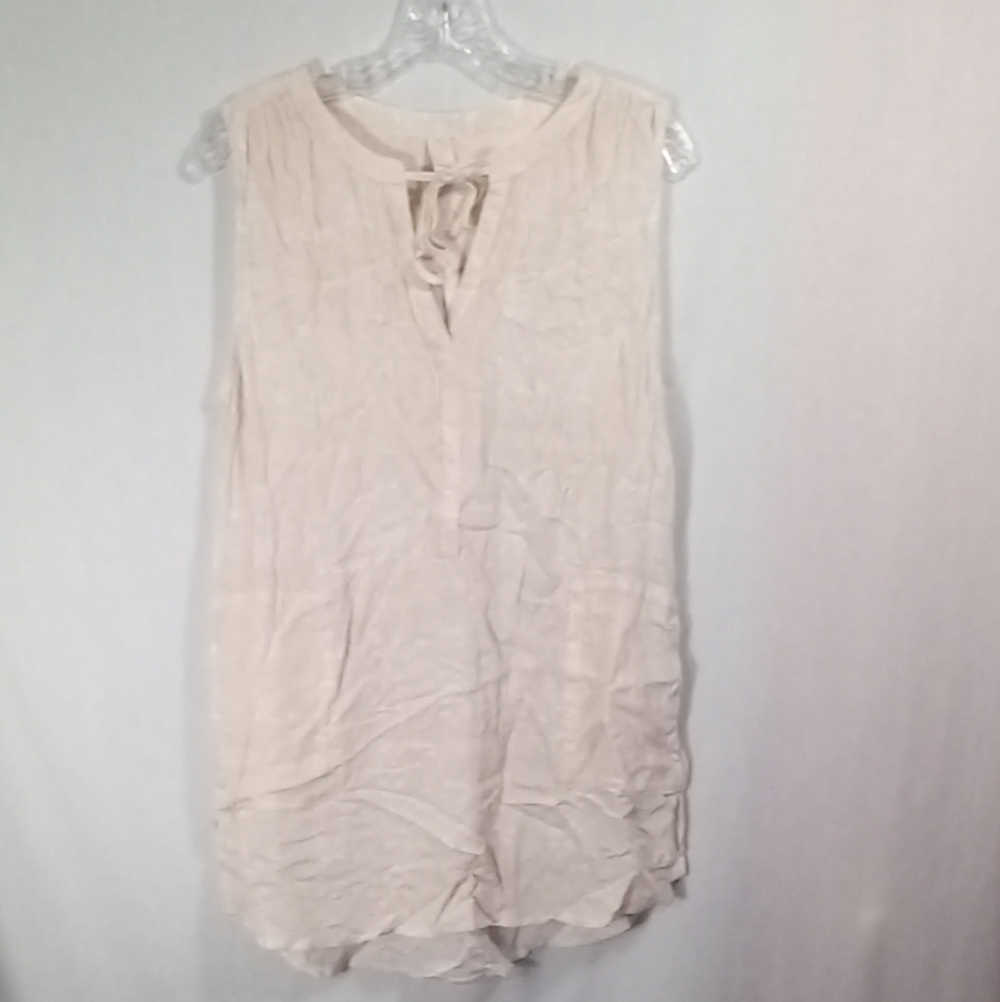 Prana Natassa Creme Crinkled Tunic Tank Top Size L